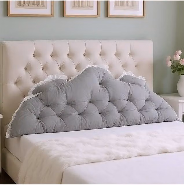 Living and Home Vintage Two-Tone Bed Headboard Pillow in Grey – 1