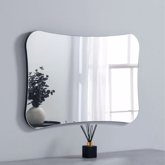 Yearn Barnsbury Organic Curved Wall Mirror in Black, W: 120 cm x H: 80 cm