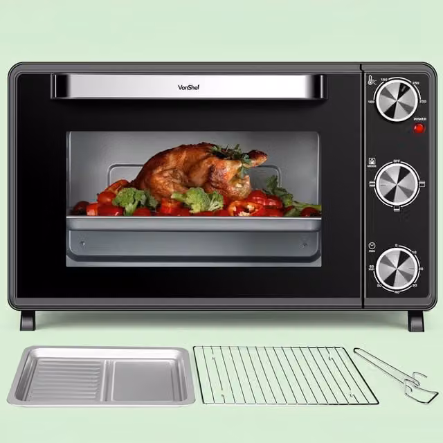 VonShef Mini Oven and Grill in Black with Timer
