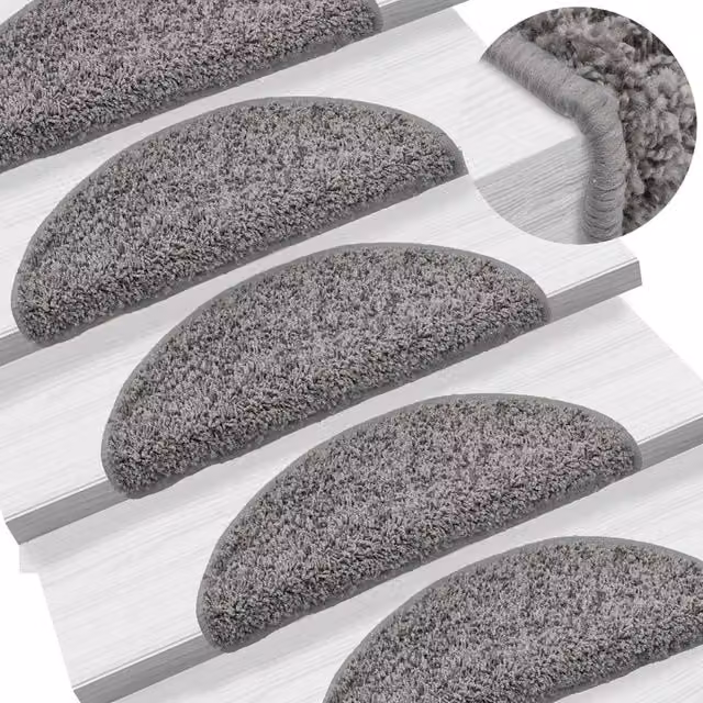 Berkfield Home Self-Adhesive Non-Slip Stair Mats, 10 Pack, Grey, W: 56 cm, D: 17 cm, H: 3 cm