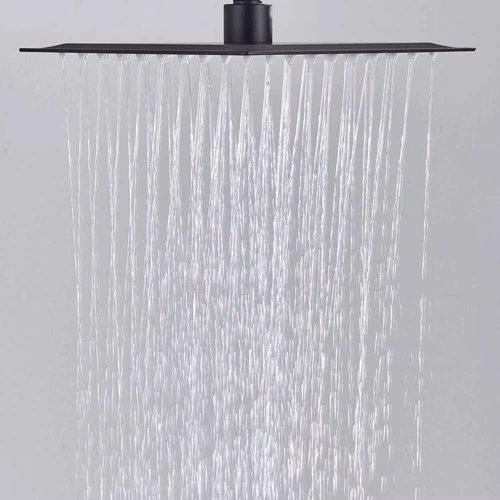 PAWNORA Square Stainless Steel Shower Head, Matt Black, Width: 25 cm – 3