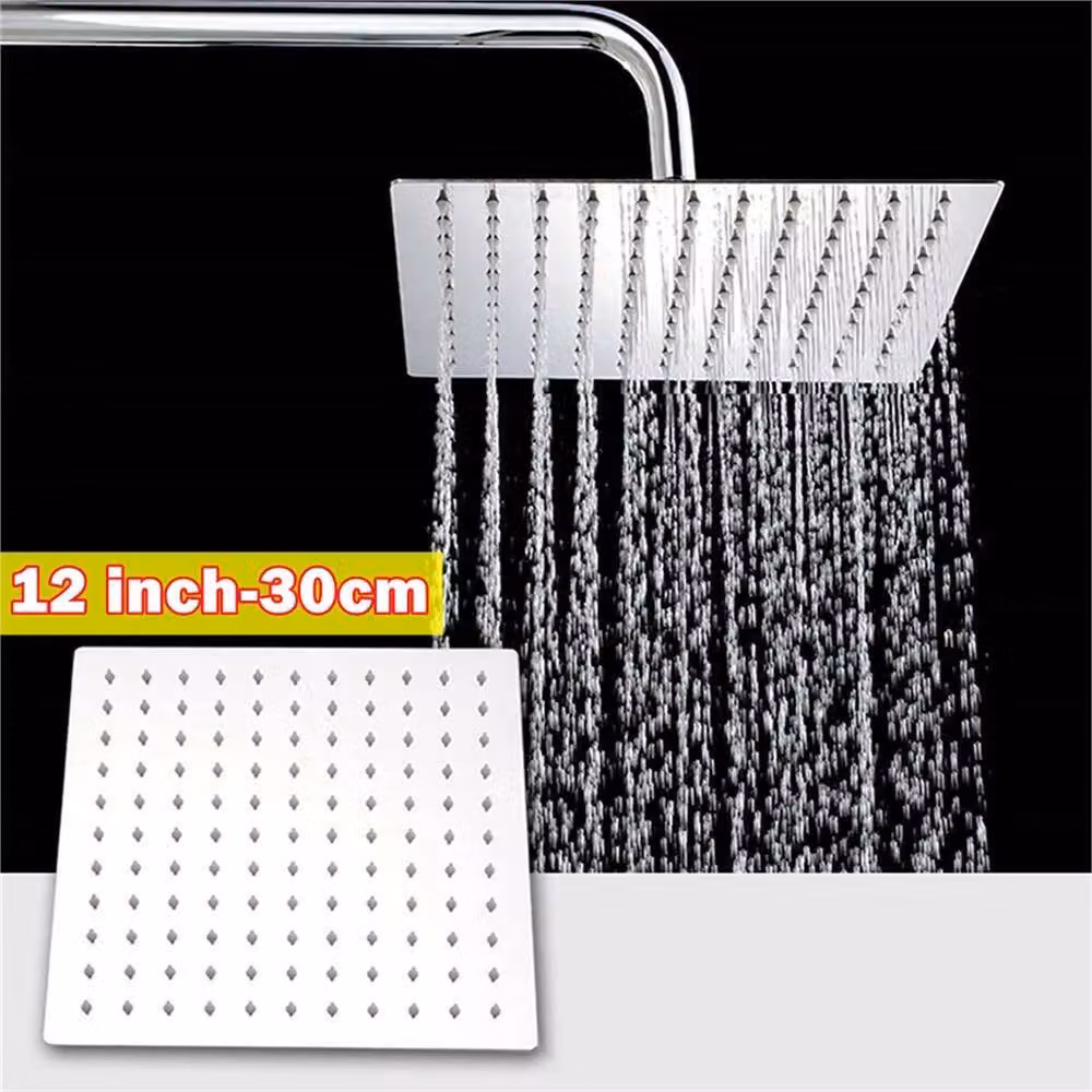 EONLION Large Square Overhead Shower Head in Silver Chrome, W: 30.48 cm x L: 30.48 cm – 2