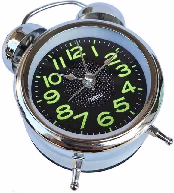 KORVIXA Vintage Silver Twin Bell Analog Tabletop Alarm Clock