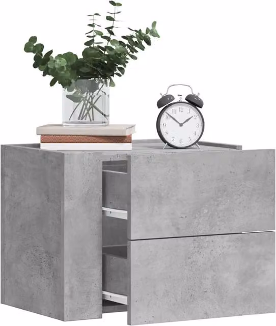Berkfield Home Wall-mounted Bedside Cabinets, 2 Piece Set, Concrete Grey, W: 45 cm, D: 30 cm, H: 35 cm