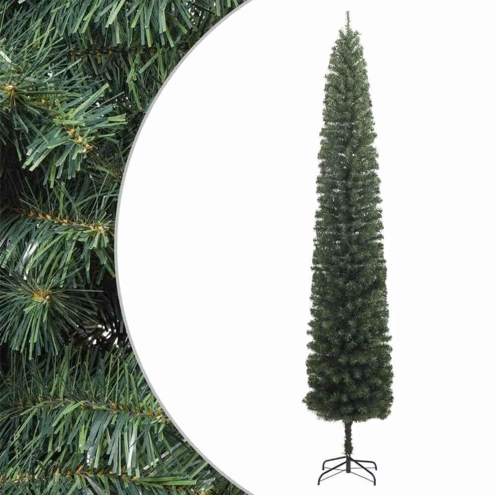 Berkfield Home Slim Green PVC Christmas Tree with Stand – 2