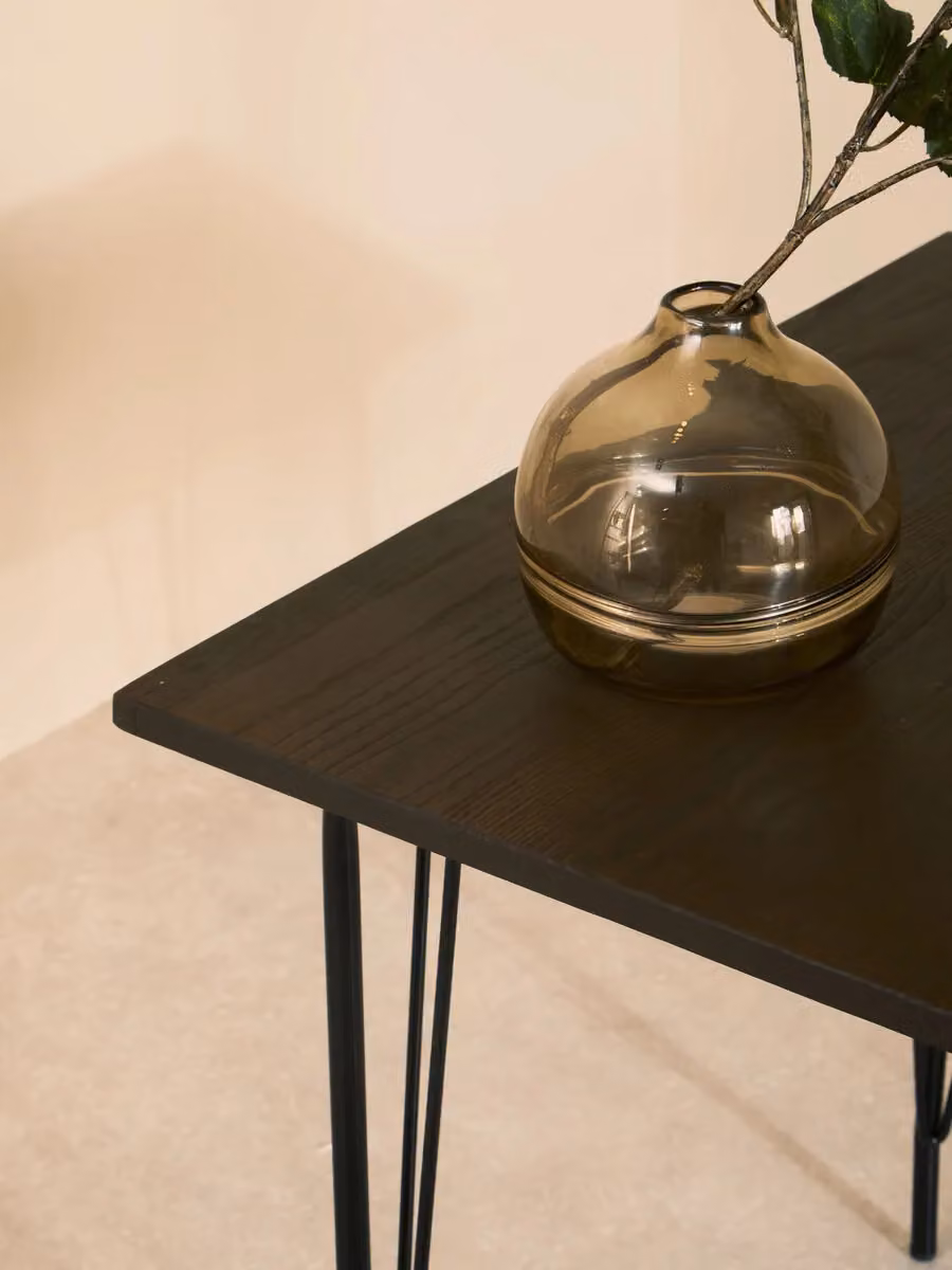 Orsina Industrial Square Dining Table in Black Metal and Wood, W/D/H: 80 x 80 x 76 cm – 3