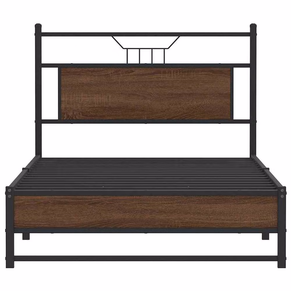Berkfield Home Decorative Bed Frame in Brown Oak with Drawers, W/D/H: 107 x 203 x 91.5 cm – 4