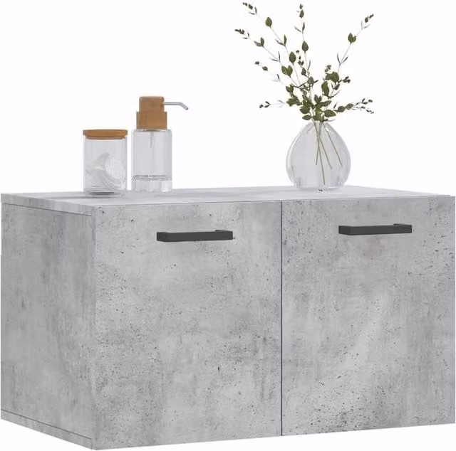 Berkfield Home Wall Mounted Cabinet in Concrete Grey, W/D/H: 60 x 36.5 x 35 cm