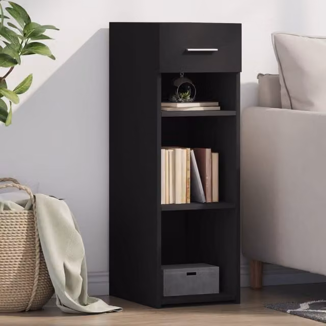Berkfield Home Modern Black Matt MDF Sideboard W/D/H: 30 x 42.5 x 93 cm