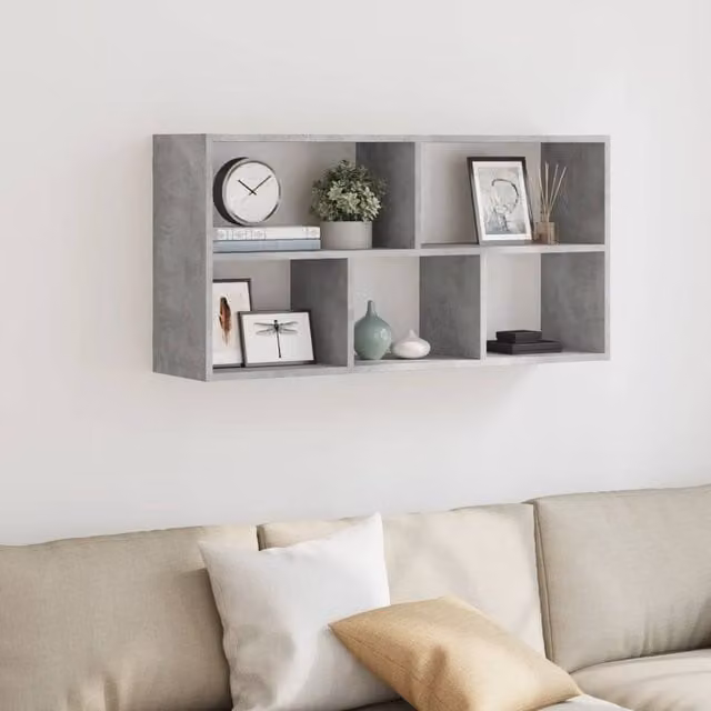 Berkfield Home Wall Mounted Concrete Grey MDF Shelf W/D/H: 100 x 25 x 50 cm