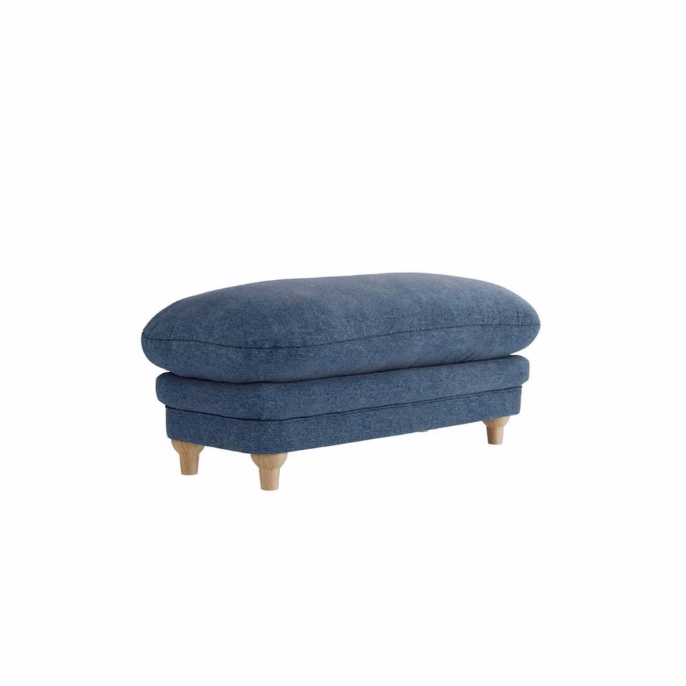 Wyld Haus Bambola Retro Denim Chenille Rectangular Footstool in Blue W/D/H: 53.5 x 49.5 x 49.5 cm – 2