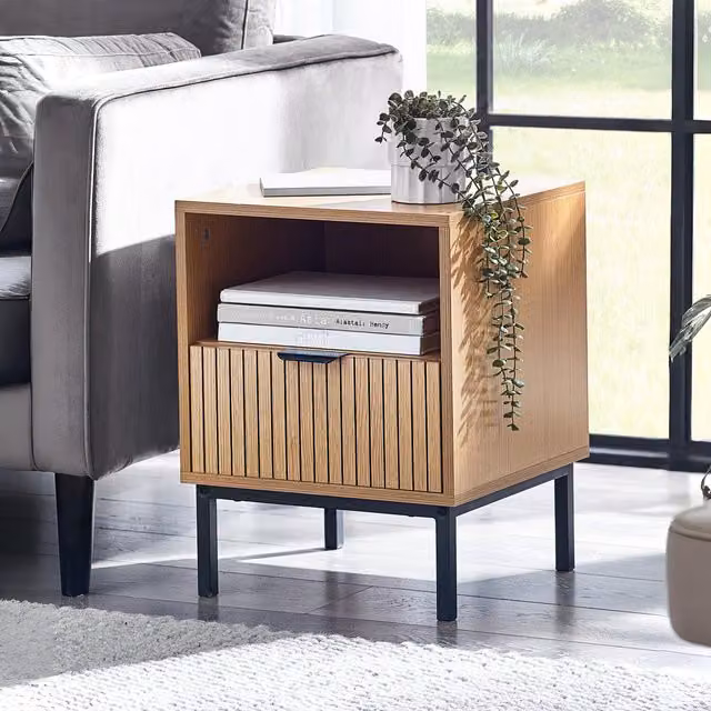 Julian Bowen Sia Square Side Table in Beige and Black