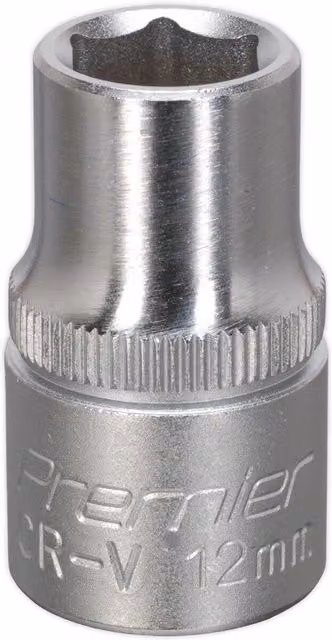 Loops 12mm Steel Drive Socket 1/2 inch Square Drive Chrome Vanadium Wrench Socket in Silver