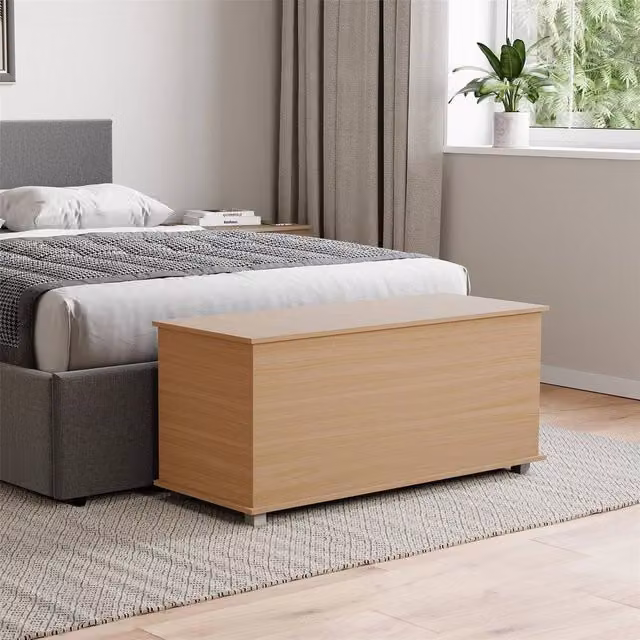 FORGEVIO Pine Ottoman Storage Chest in Brown – 1