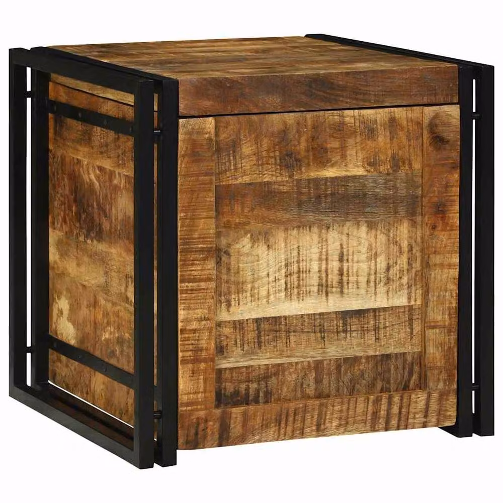 Berkfield Home Rustic Mango Wood Storage Box, Brown, W/D/H: 50 x 50 x 50 cm – 2