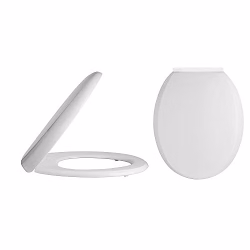 Nuie NTS008 Modern Round Soft Close Toilet Seat, White, W: 44.8 cm, D: 36.2 cm