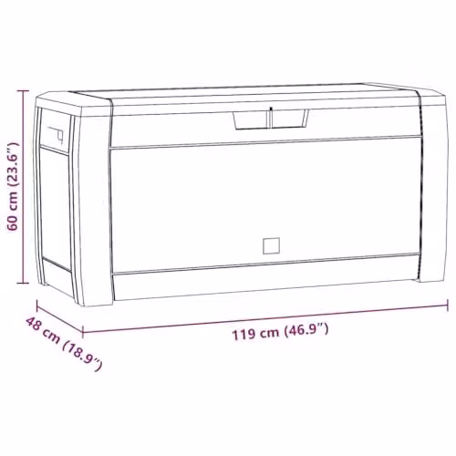 vidaXL Modern Anthracite Garden Storage Box in Plastic, W/D/H: 119 x 48 x 60 cm – 3