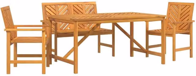 Berkfield Home 4 Piece Acacia Wood Garden Dining Set in Brown – 1