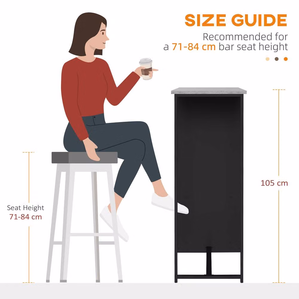 STILVORA Modern Black Bar Table with Storage – 6