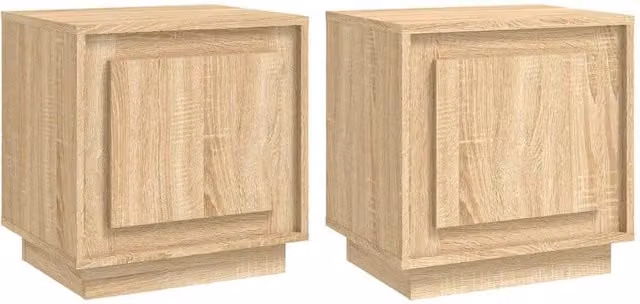Berkfield Home Set of 2 Sonoma Oak Bedside Cabinets in Brown, W/D/H: 44 x 35 x 45 cm – 1