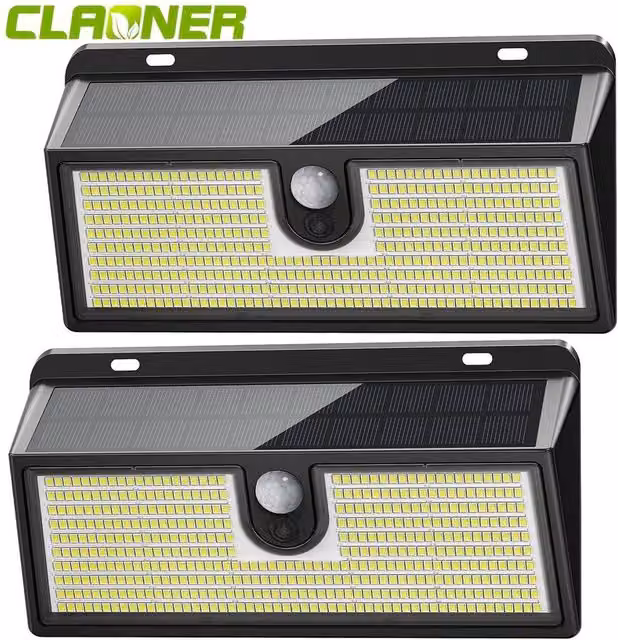 SPETLEK Solar Power Wall Light with 452 LEDs, 2 Pack, Black – 1