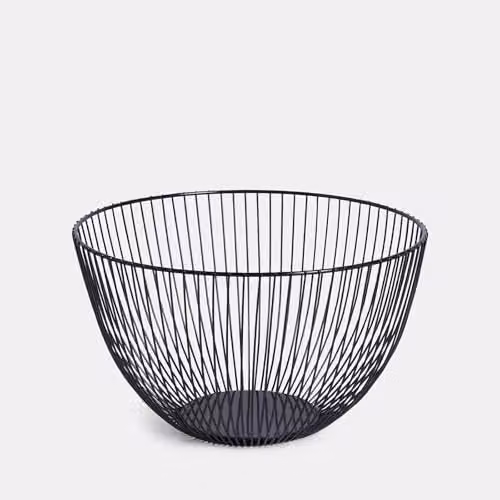 OHS Round Black Metal Wire Fruit Basket and Serving Bowl – 1