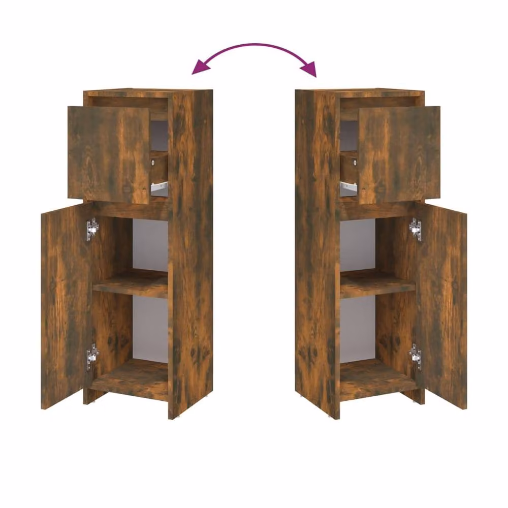 Berkfield Home Stylish Smoked Oak Bathroom Cabinet in Brown, W/D/H: 30 x 30 x 95 cm – 4