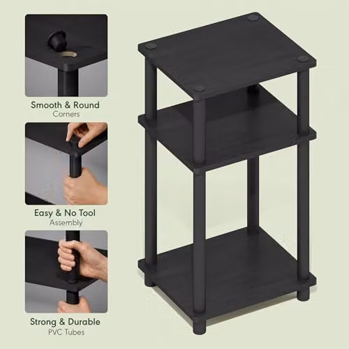 Furinno JUST 3-Tier Side Table with Open Shelves in Americano Brown – 3
