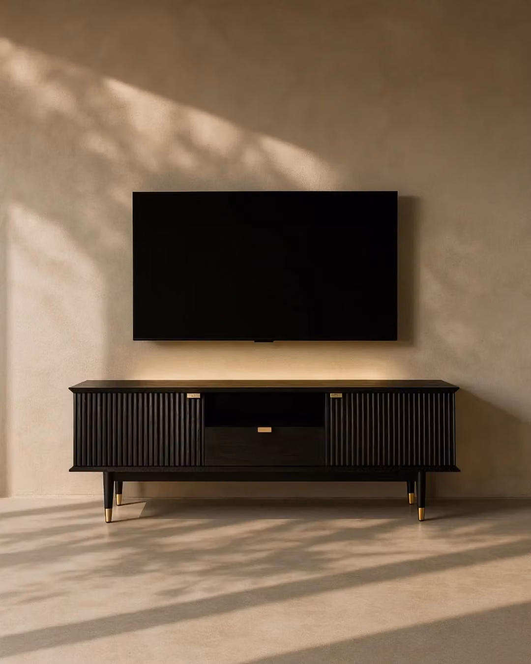 Tommy Franks Rhodes Modern Black TV Unit W/D/H: 160.0 x 42.0 x 52.0 cm