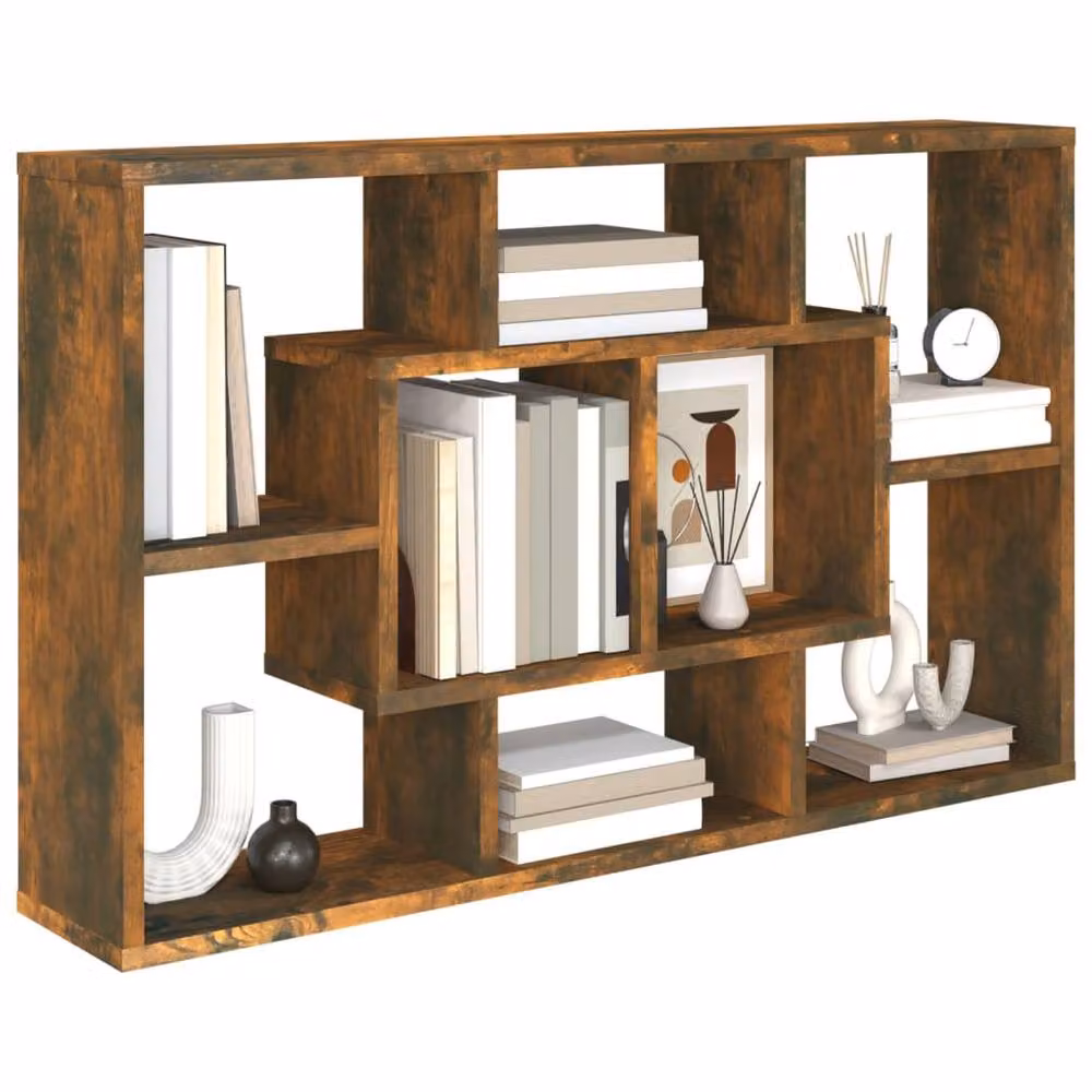 Berkfield Home Wall Mounted Shelf in Smoked Oak Brown, W: 85 cm, D: 16 cm, H: 52.5 cm – 3