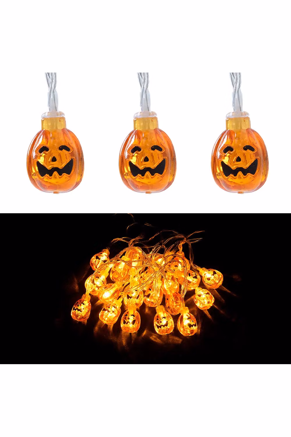 Living and Home Halloween Warm White LED String Lights with 20 Orange Acrylic Pumpkins, 3m – 4