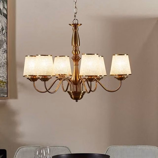Wyld and Coco 6-Light Brass Chandelier with Bronze Emperor Acrylic Shades – 1