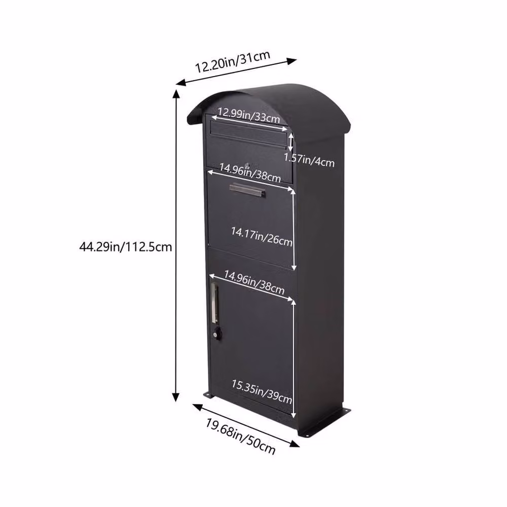 FORGEVIO Extra Large Metal Parcel Delivery Drop Box with Lid in Black – 2