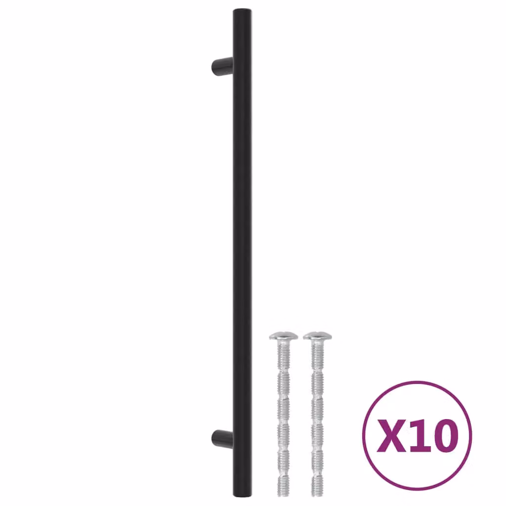 Berkfield Home Matt Black Stainless Steel Bar Cabinet Handles, 10 Pack, Length: 22.4 cm – 2