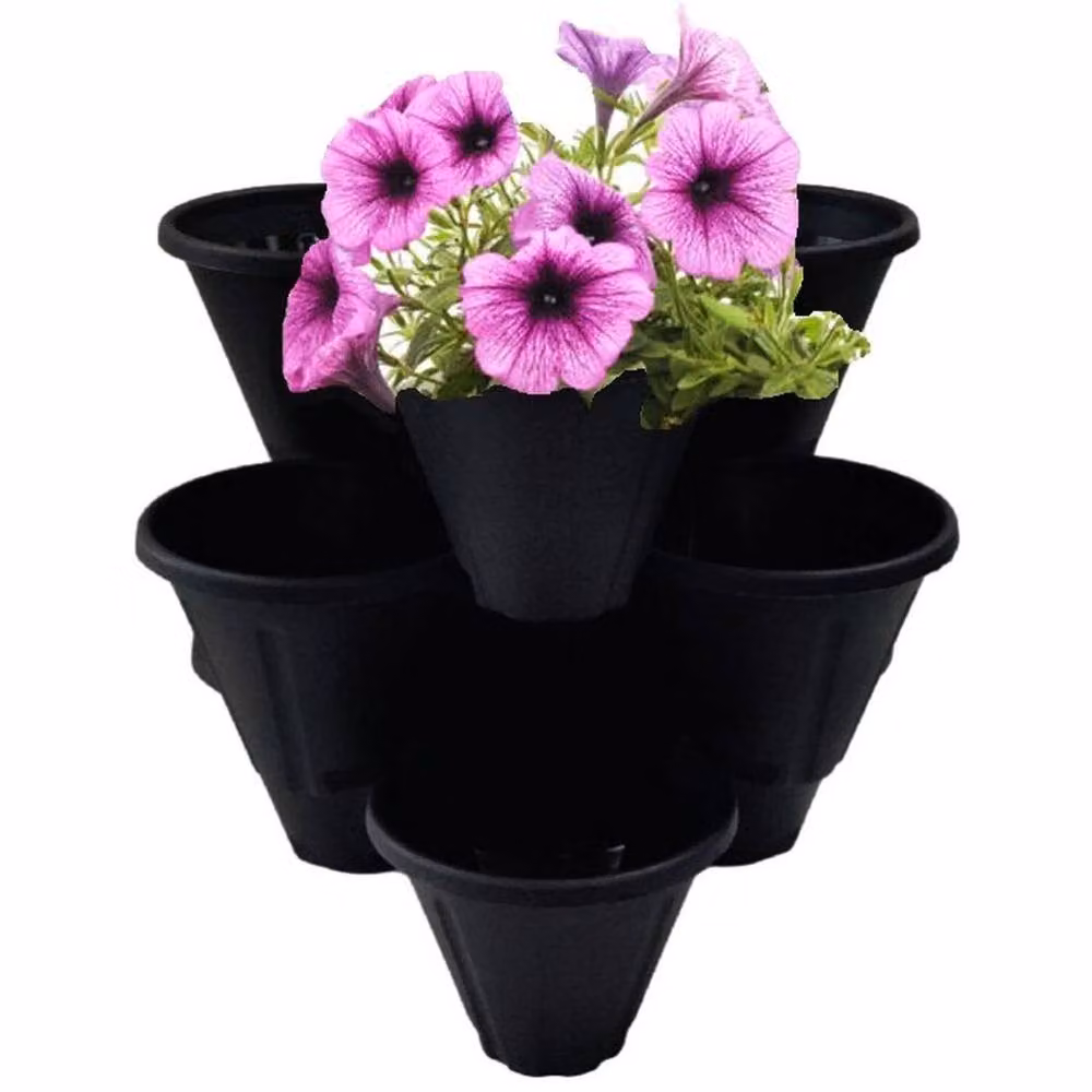 Kelvenix Ebony Strawberry Planter Trio Stacking Outdoor Tub in Black – 2