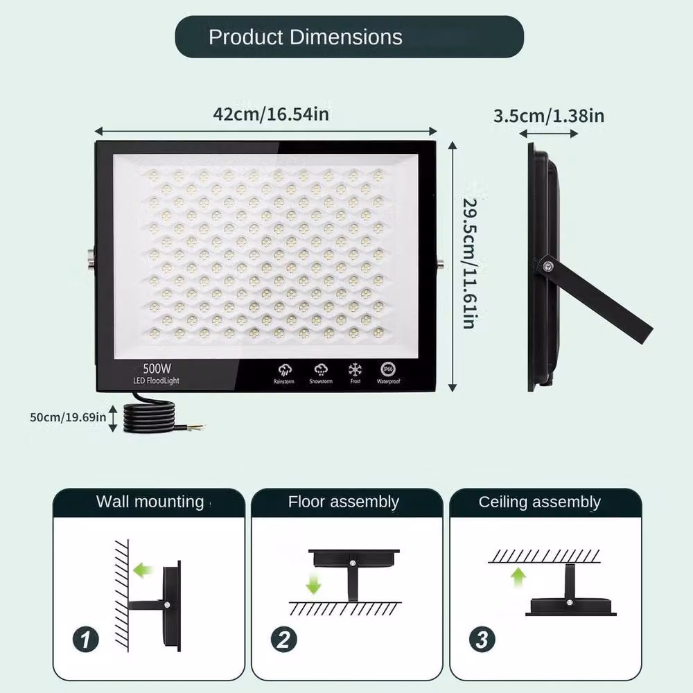 SPETLEK 500W 50000Lm LED Outdoor Security Flood Light in Black – 4