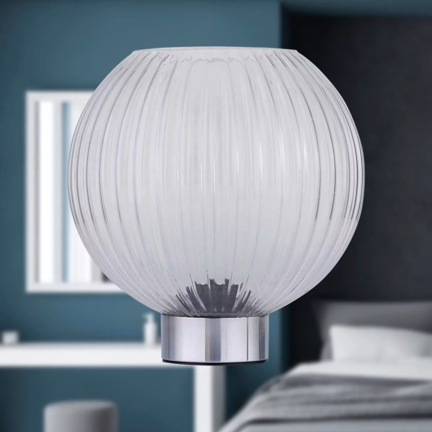 First Choice Lighting Betchley Set of 2 Battery Operated Chrome Table Lamps with Clear Glass – 2