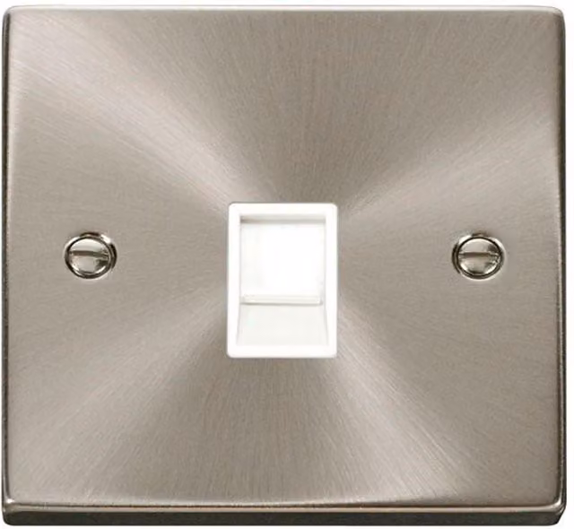 SE Home RJ11 Socket in Metallic Silver with Brushed Chrome Satin Plate