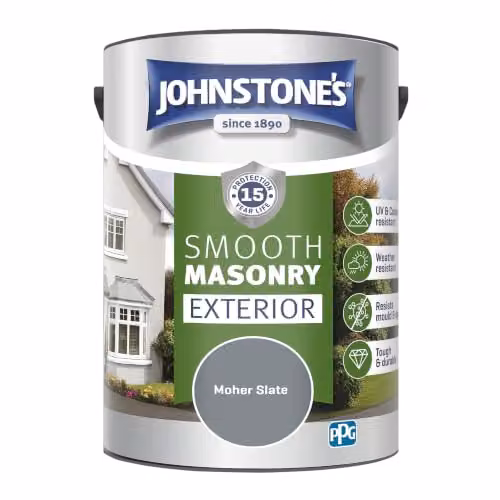 Johnstone's Exterior Smooth Masonry Paint in Moher Slate Grey, 5 L – 3