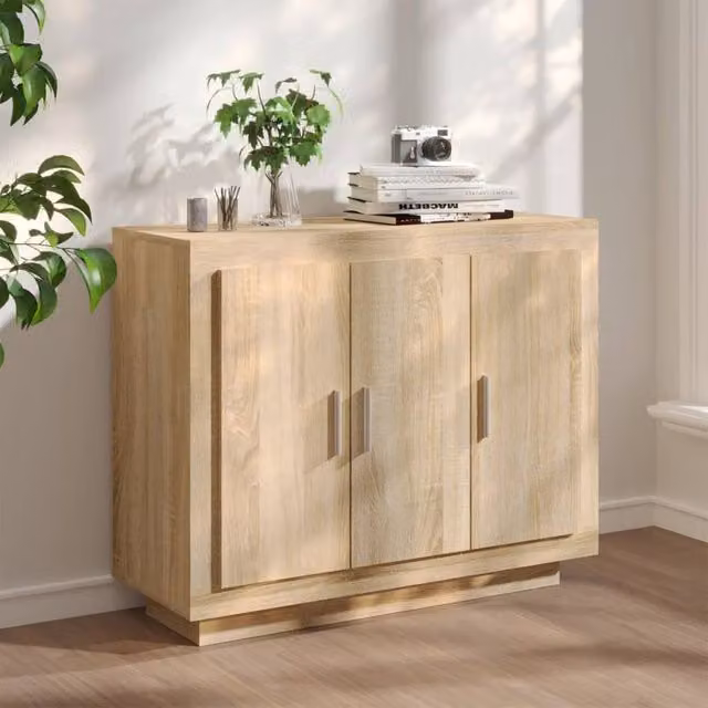 Berkfield Home Sonoma Oak Sideboard in Brown, W/D/H: 92 x 35 x 75 cm – 1