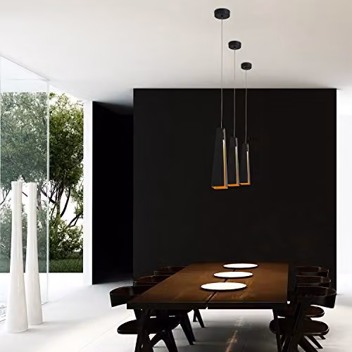 Netlighting Pluma LED Suspended Pendant Light in Black and Gold/Brass with Bulb Included – 4