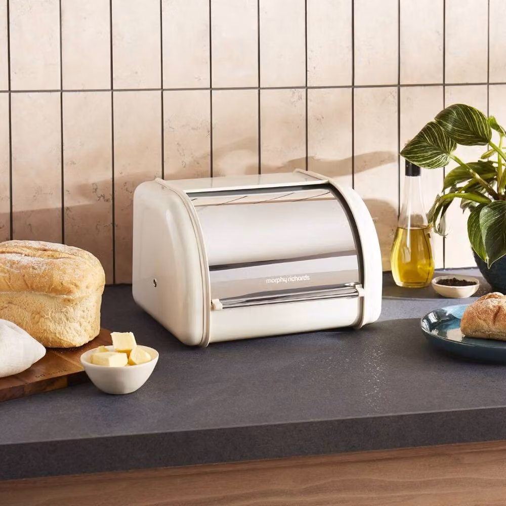 Morphy Richards Equip Compact Roll Front Bread Bin in Cream Stainless Steel – 2