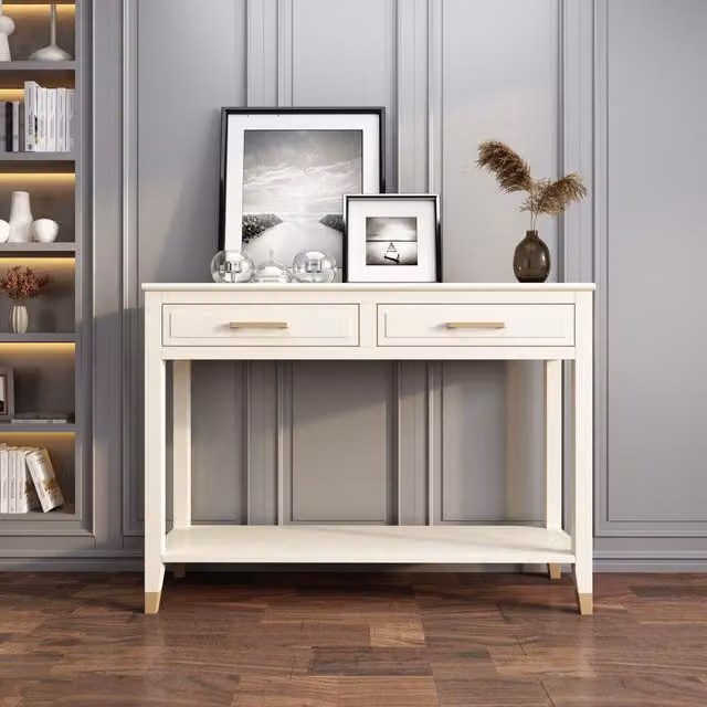 Cabinet Bits Palazzi 2 Drawer Console Table in White