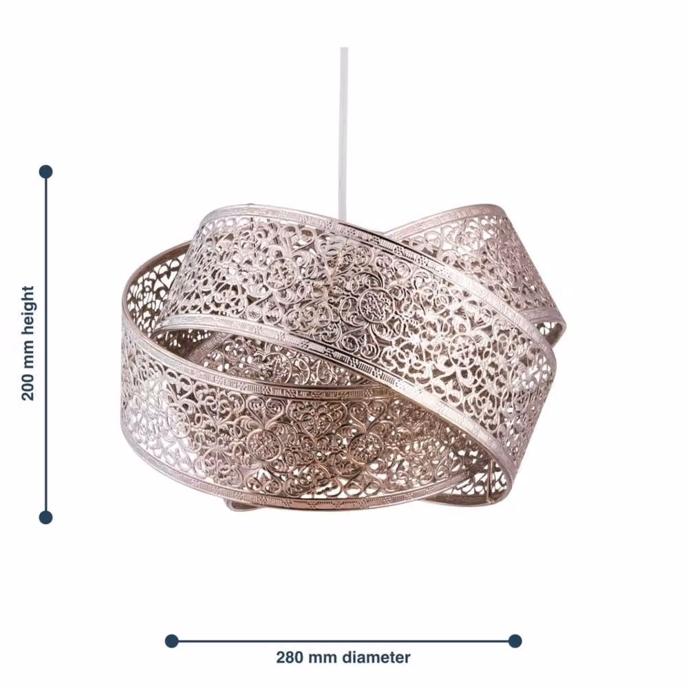 First Choice Lighting Moroccan Style Round Layered Ceiling Light Shade in Silver and Chrome – 4
