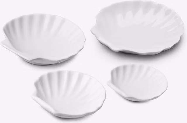 WM Bartleet & Sons White Porcelain Shell Dish Set of 4