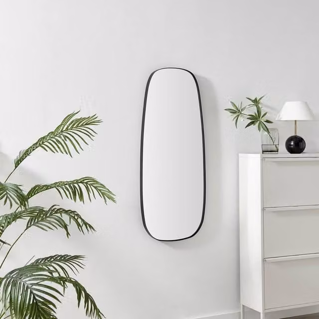FurnitureboxUK Elodie Black Metal Pebble Shape Wall Mirror W: 120 cm, H: 50 cm – 1