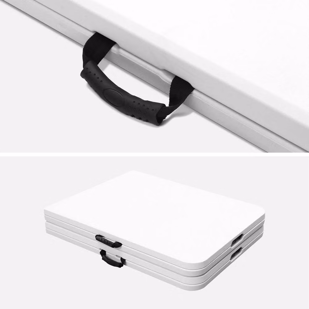 Sweek Pair of White Foldable Plastic Reception Tables W/D/H: 69.5 x 73.5 x 69.5 cm – 2