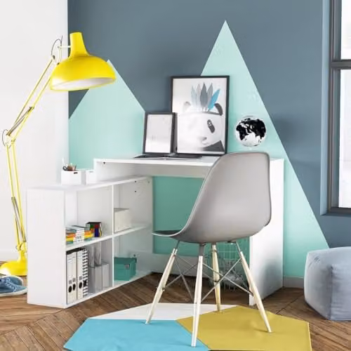 CaliCosy Modern White Corner Desk with MDF Laminate Finish, W/D/H: 111.9 x 100.7 x 76.7 cm – 3