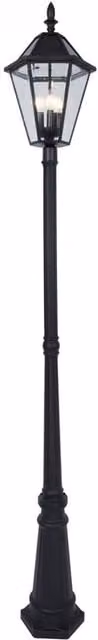 CGC Lighting London Extra Tall Victorian Style LED Solar Post Light, Black