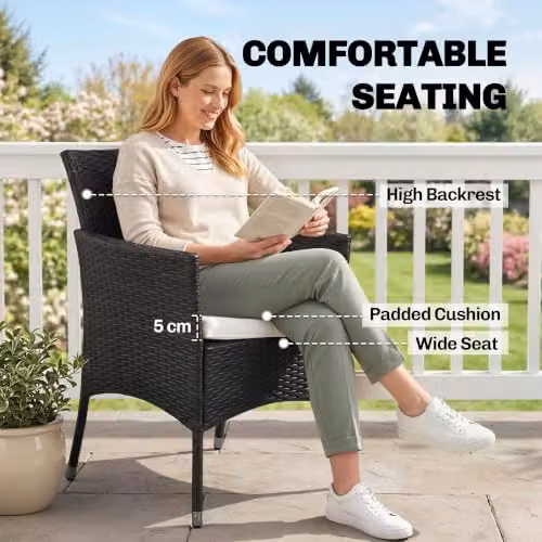 Outsunny 7-Piece Black Rattan Garden Furniture Dining Set – 4
